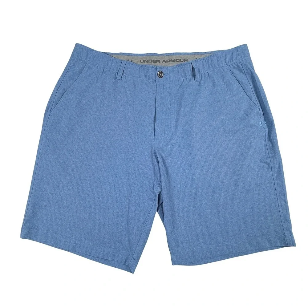 Under Armour Men Blue HeatGear Loose Fit Golf Shorts Heathered Activewear Sz 40